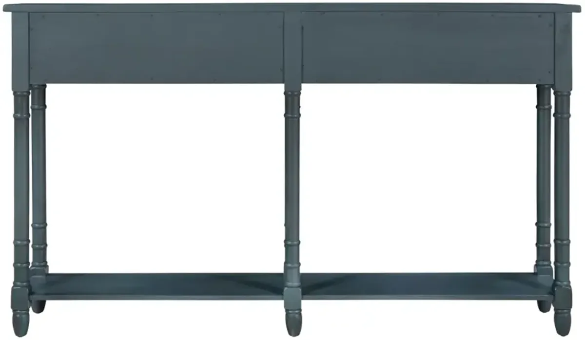 Console Table Sofa Table Easy Assembly with Two Storage Drawers and Bottom Shelf for Living Room, Entryway (Navy)