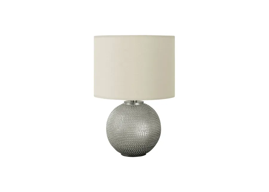 Monarch Specialties I 9653 - Lighting, 19"H, Table Lamp, Grey Resin, Ivory / Cream Shade, Modern