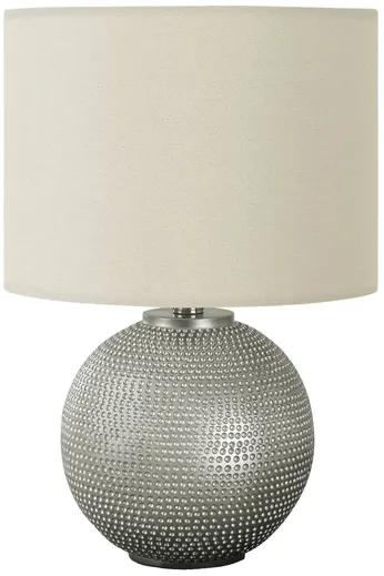 Monarch Specialties I 9653 - Lighting, 19"H, Table Lamp, Grey Resin, Ivory / Cream Shade, Modern