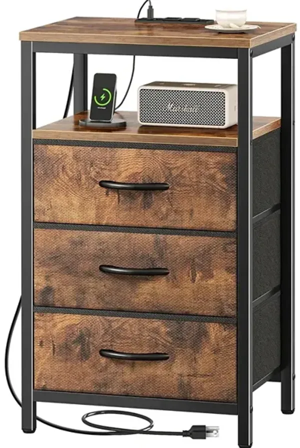 Huuger End Table Side Table with USB Ports and Outlets