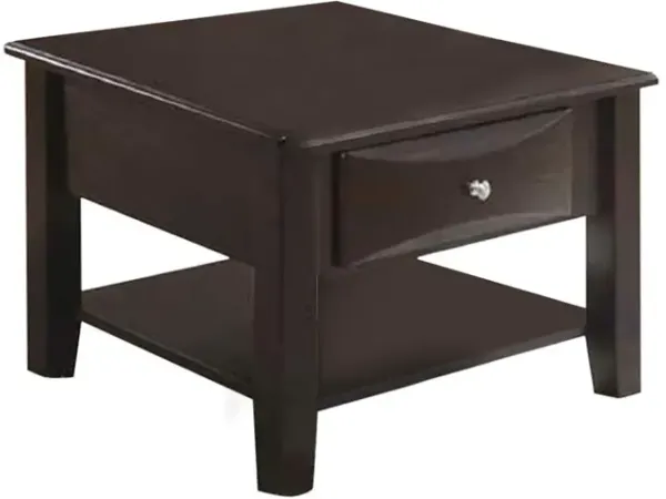 24 Inch Classic Square End Table, Single Drawer, Bottom Shelf, Brown Wood-Benzara