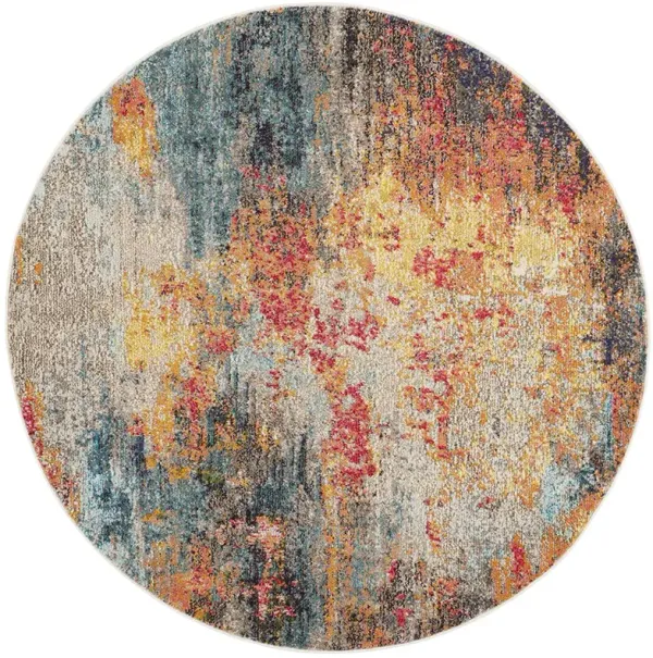 Celestial CES15 Multicolor 5'3" x Round Rug
