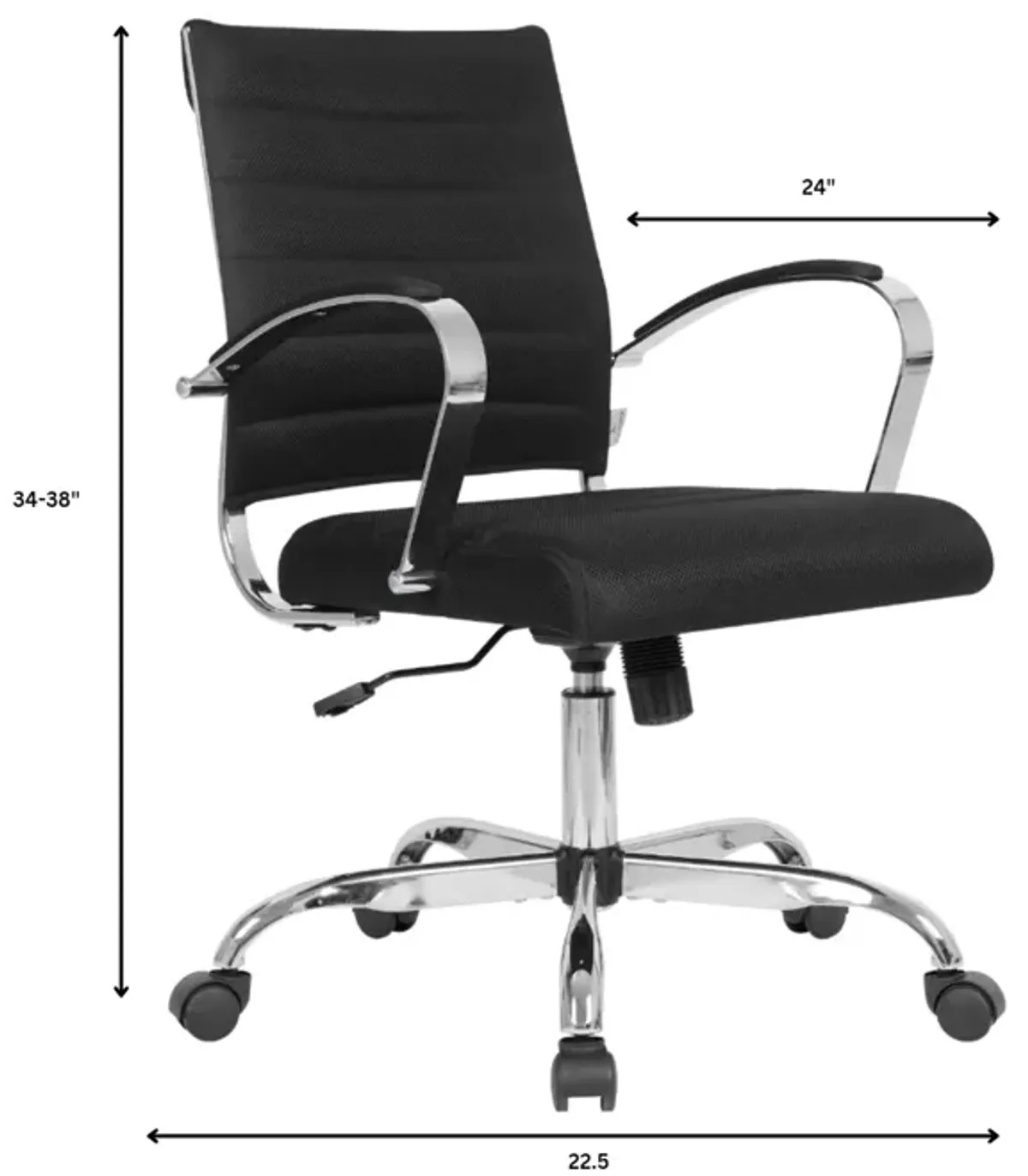 LeisureMod Office Upholstered Mesh Mid-Back Computer Ergonomic Adjustable Modern Task Chair with Swivel and Tilt Benmar Series