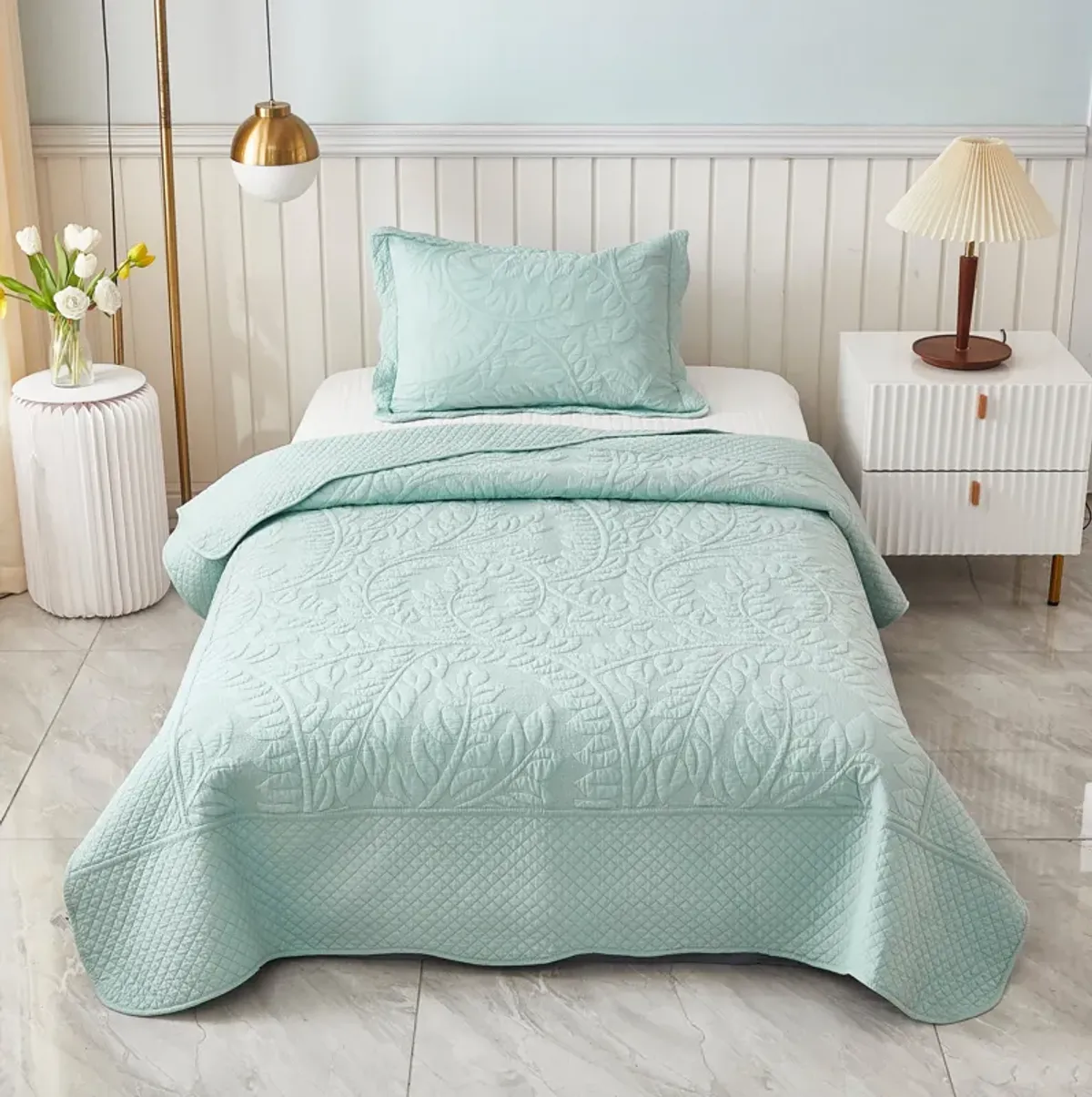 MarCielo 100% Cotton Oversized Bedspread Quilt Set T