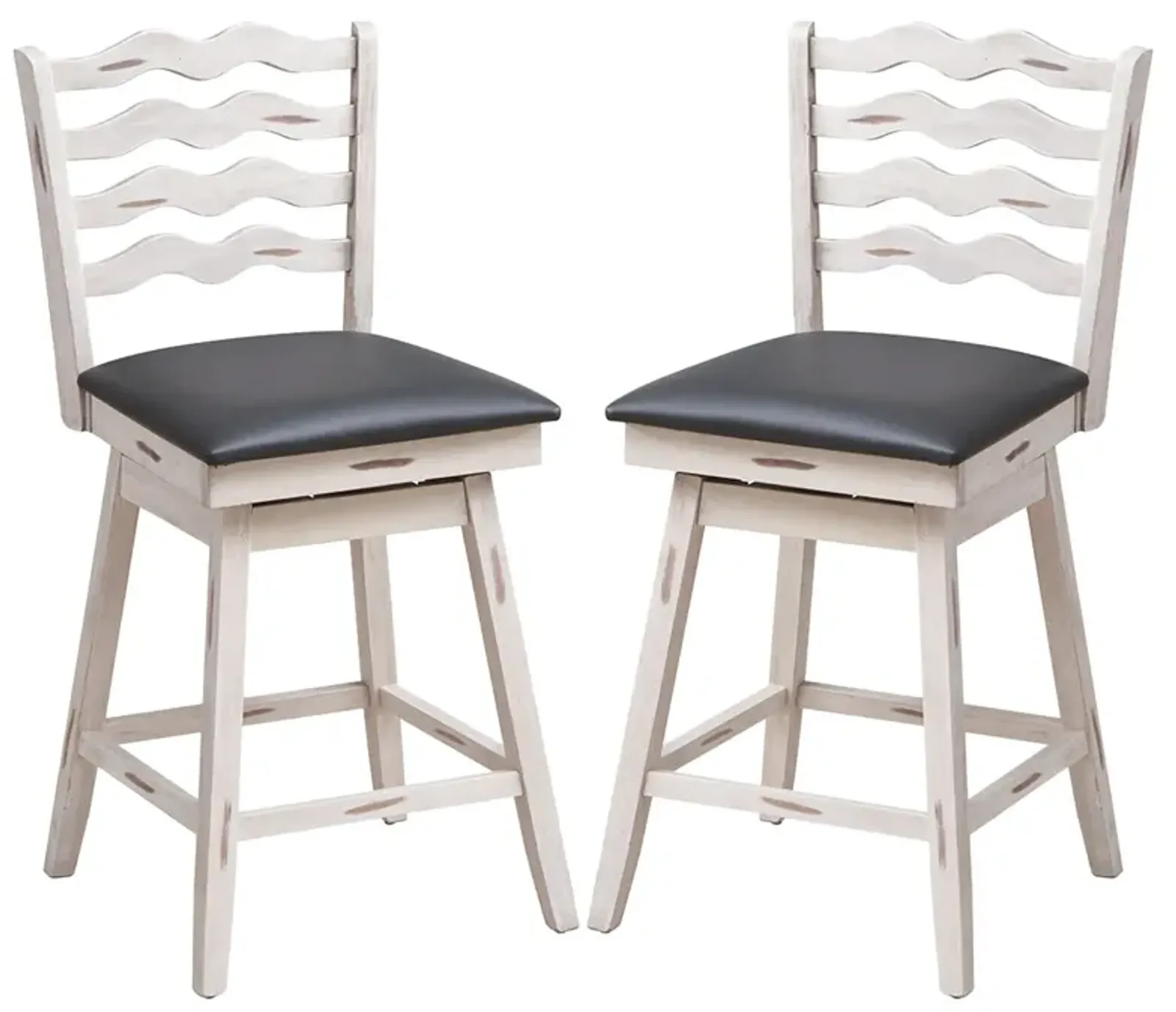 360° Swivel Bar Stools with Rubber Wood Frame and Ergonomic Backrest and Footrest