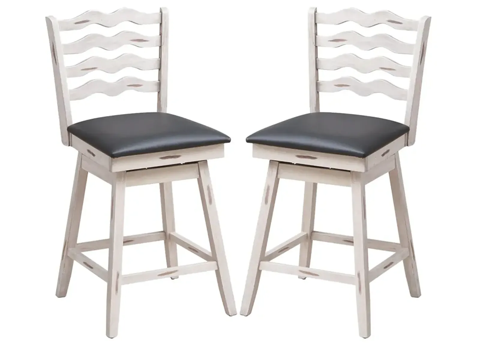 360° Swivel Bar Stools with Rubber Wood Frame and Ergonomic Backrest and Footrest