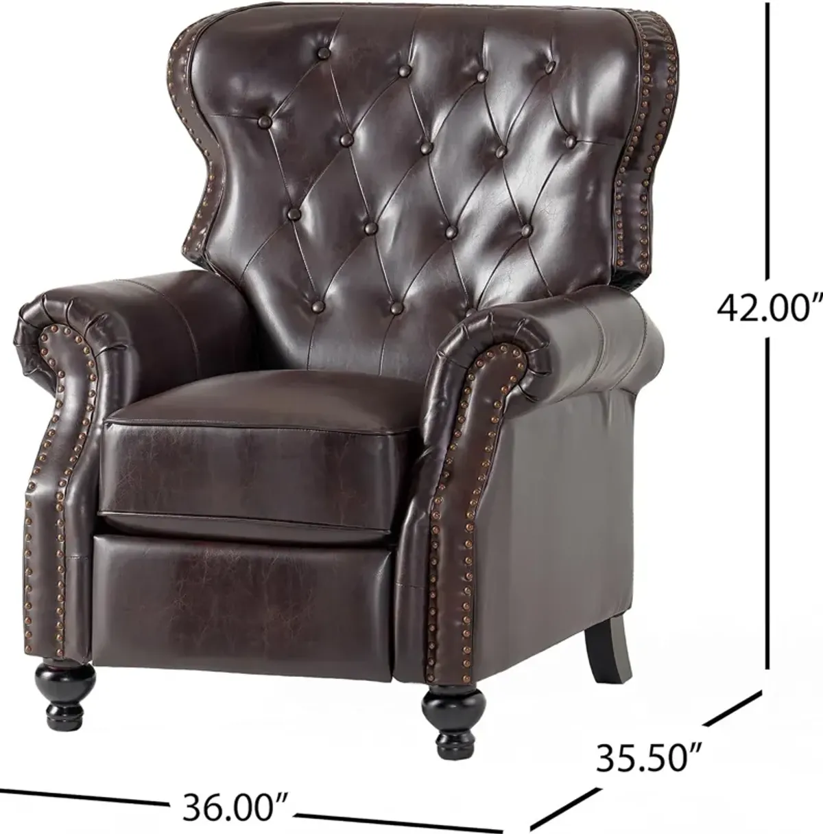 Contemporary Button-Tufted Pushback Recliner with Nailhead Accents