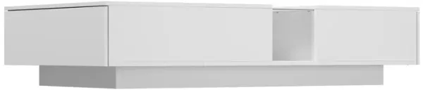 55.1 in. W White Rectangle Wooden End Table, Side Table, Coffee Table with 2-Drawers and Visable Decored Light