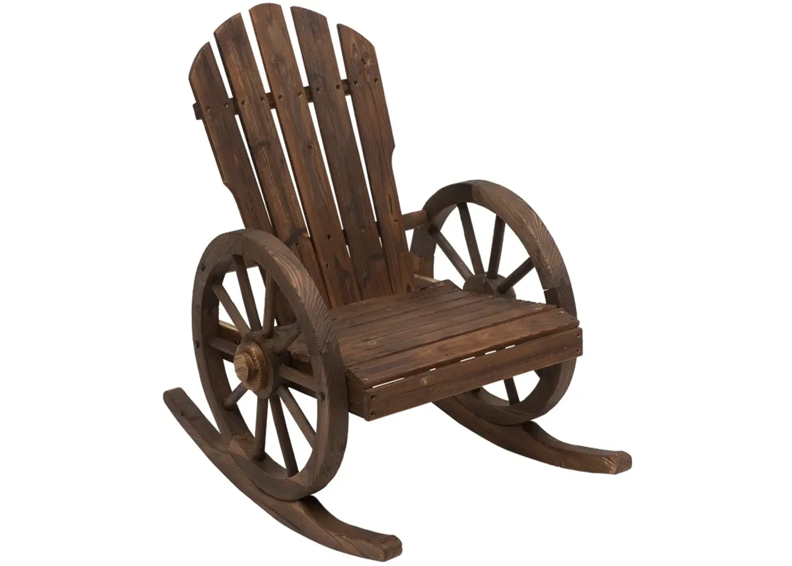 Brown Adirondack Rocker: All-Weather Patio Chair with Oversized Back