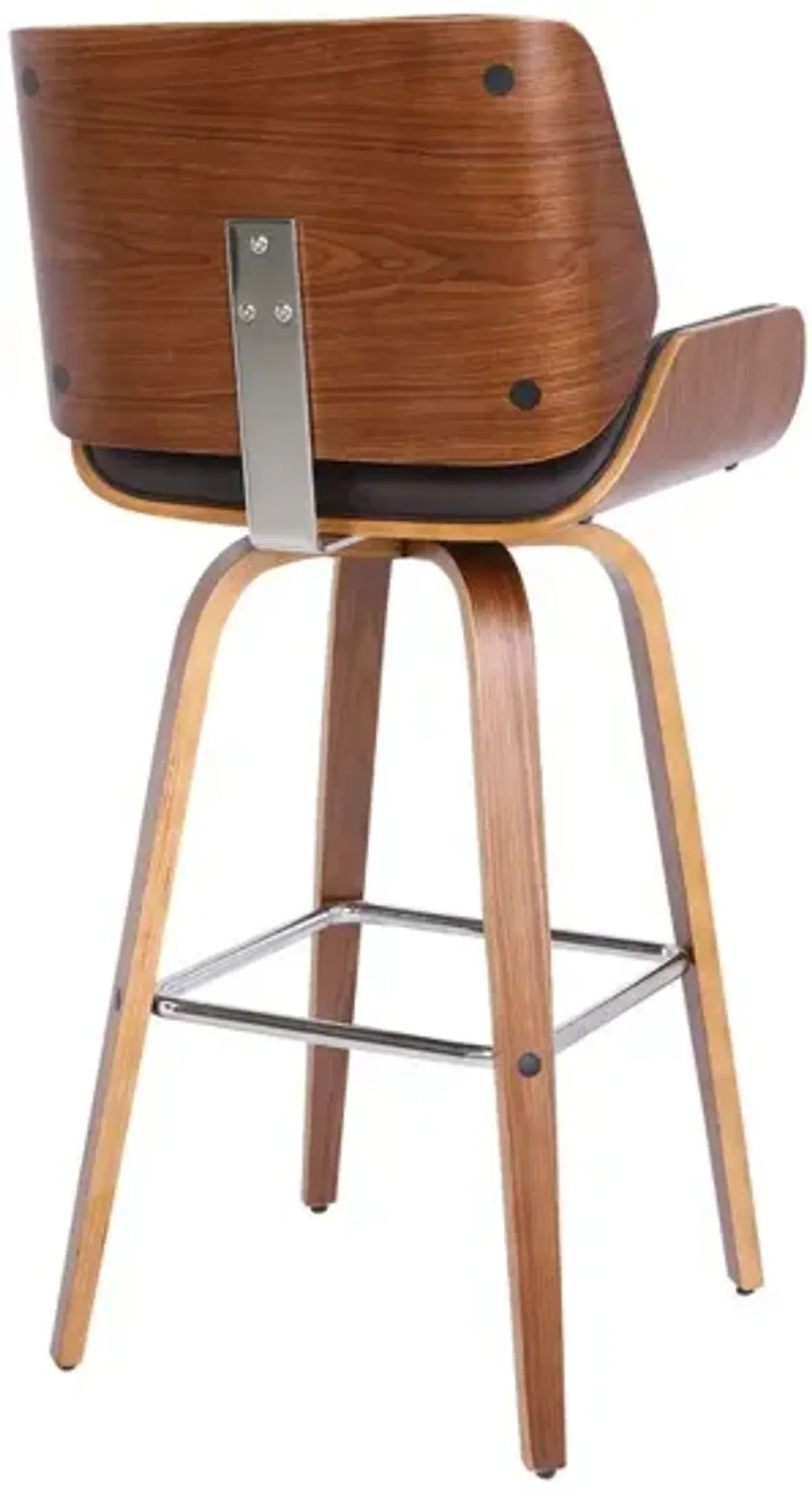 Bar Height Wooden Swivel Barstool with Leatherette Seat, Black and Brown-Benzara