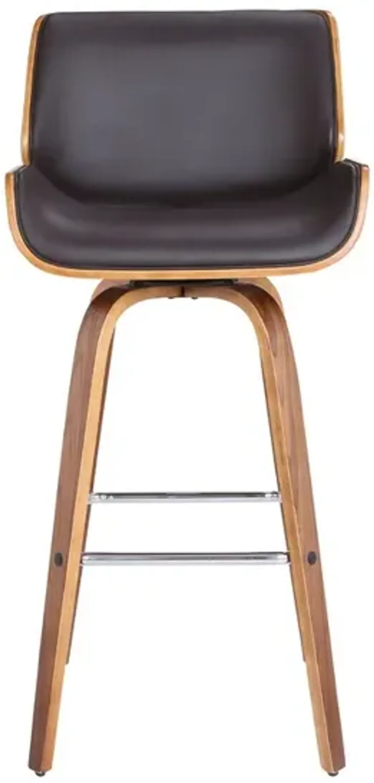 Bar Height Wooden Swivel Barstool with Leatherette Seat, Black and Brown-Benzara