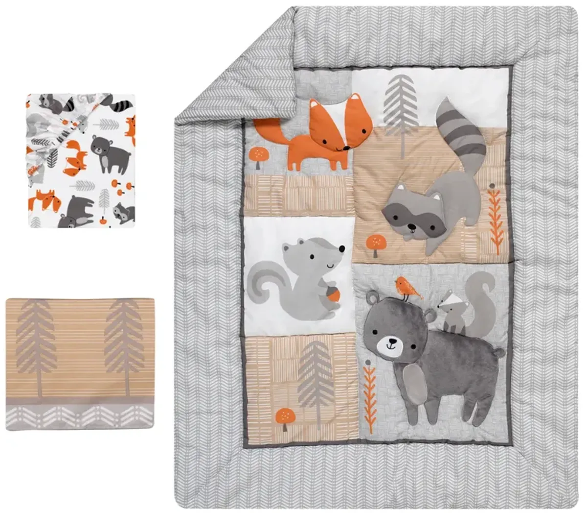 Bedtime Originals Acorn 3-Piece Crib Bedding Set - Gray, Animals, Woodland