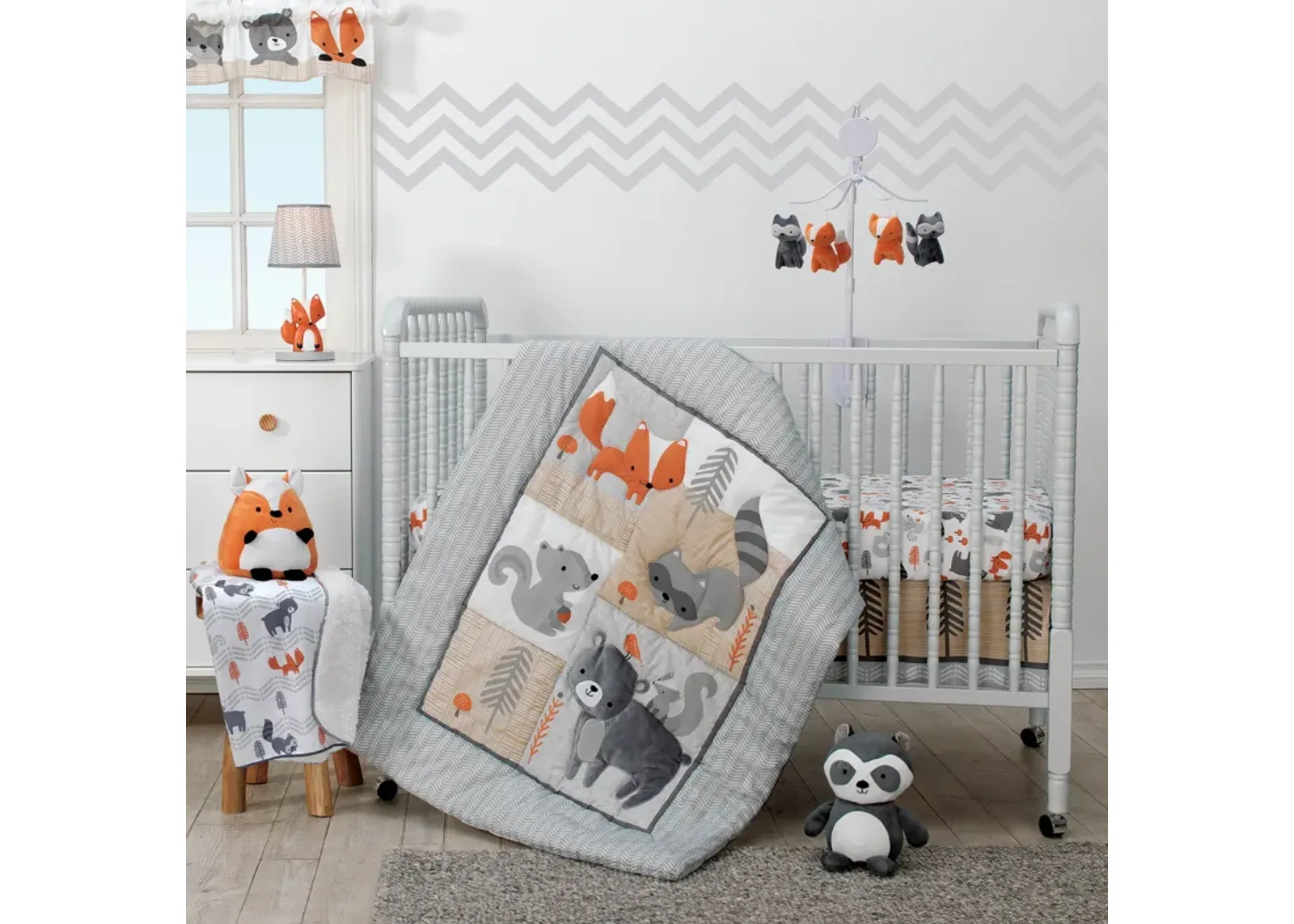 Bedtime Originals Acorn 3-Piece Crib Bedding Set - Gray, Animals, Woodland