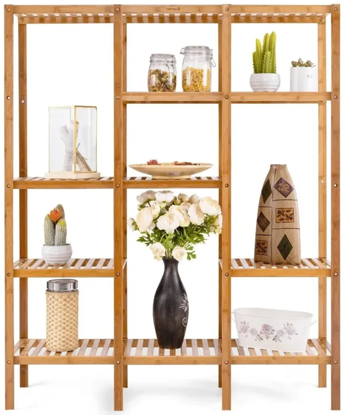 Hivvago Eco Friendly Bamboo 4 Shelf Bookcase Storage Rack