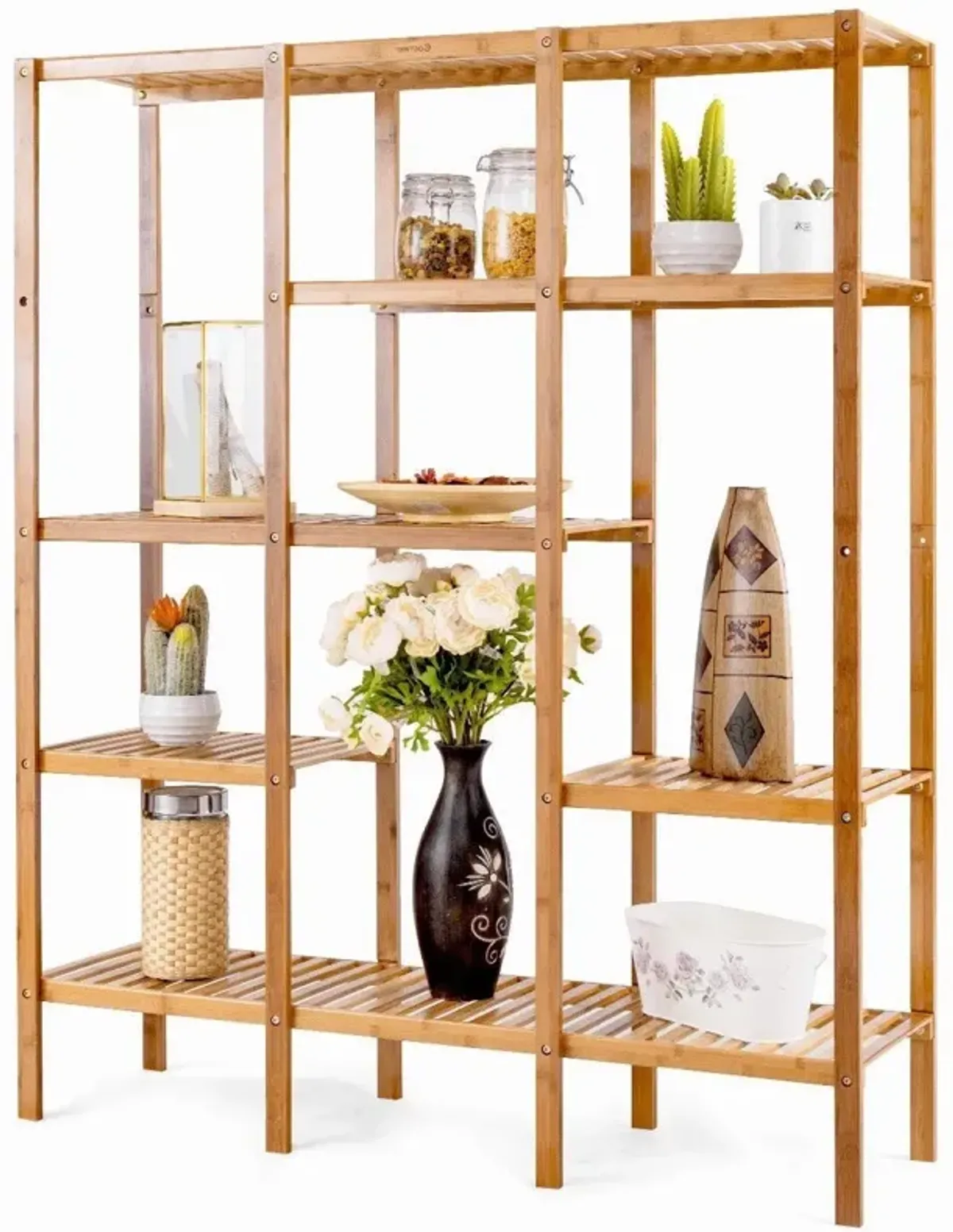 Hivvago Eco Friendly Bamboo 4 Shelf Bookcase Storage Rack