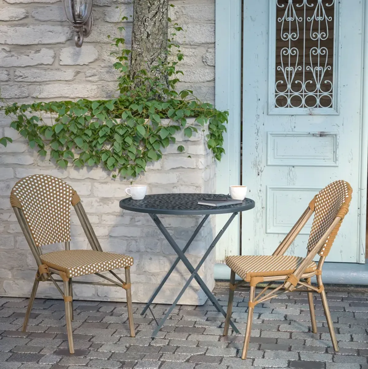 2PK White/Navy Paris Chair