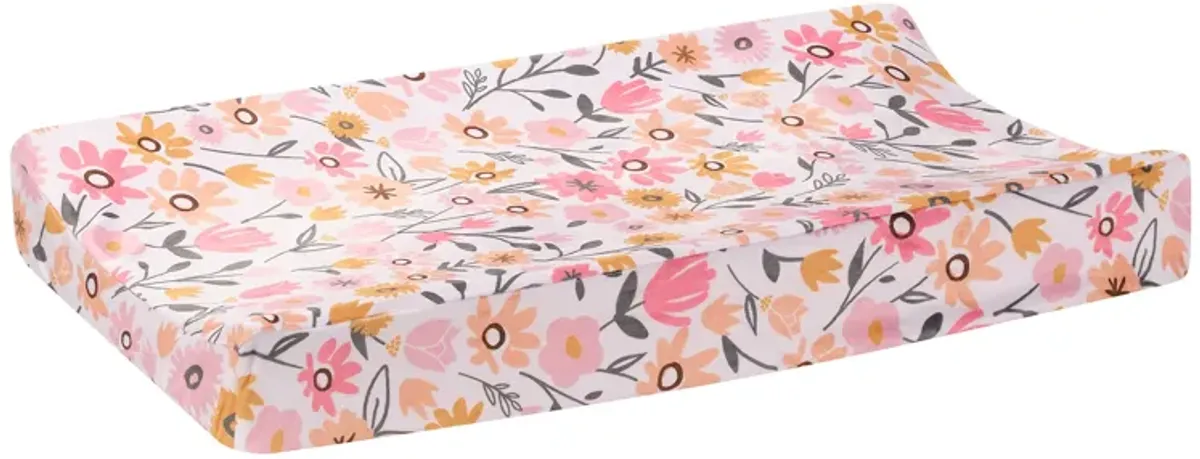 Lambs & Ivy Little Garden Ultra-Soft Pink Minky Floral Baby Changing Pad Cover