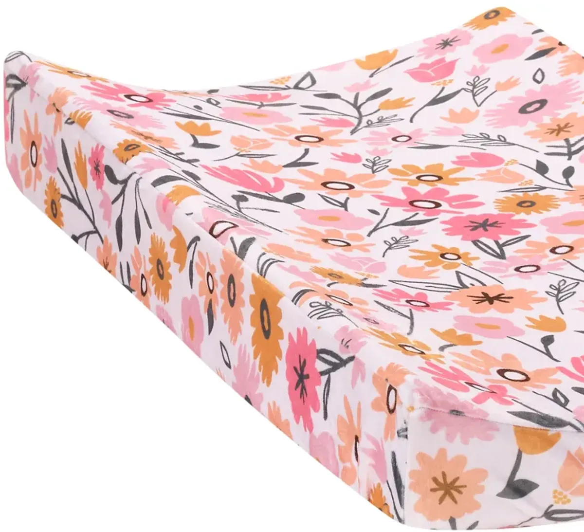 Lambs & Ivy Little Garden Ultra-Soft Pink Minky Floral Baby Changing Pad Cover