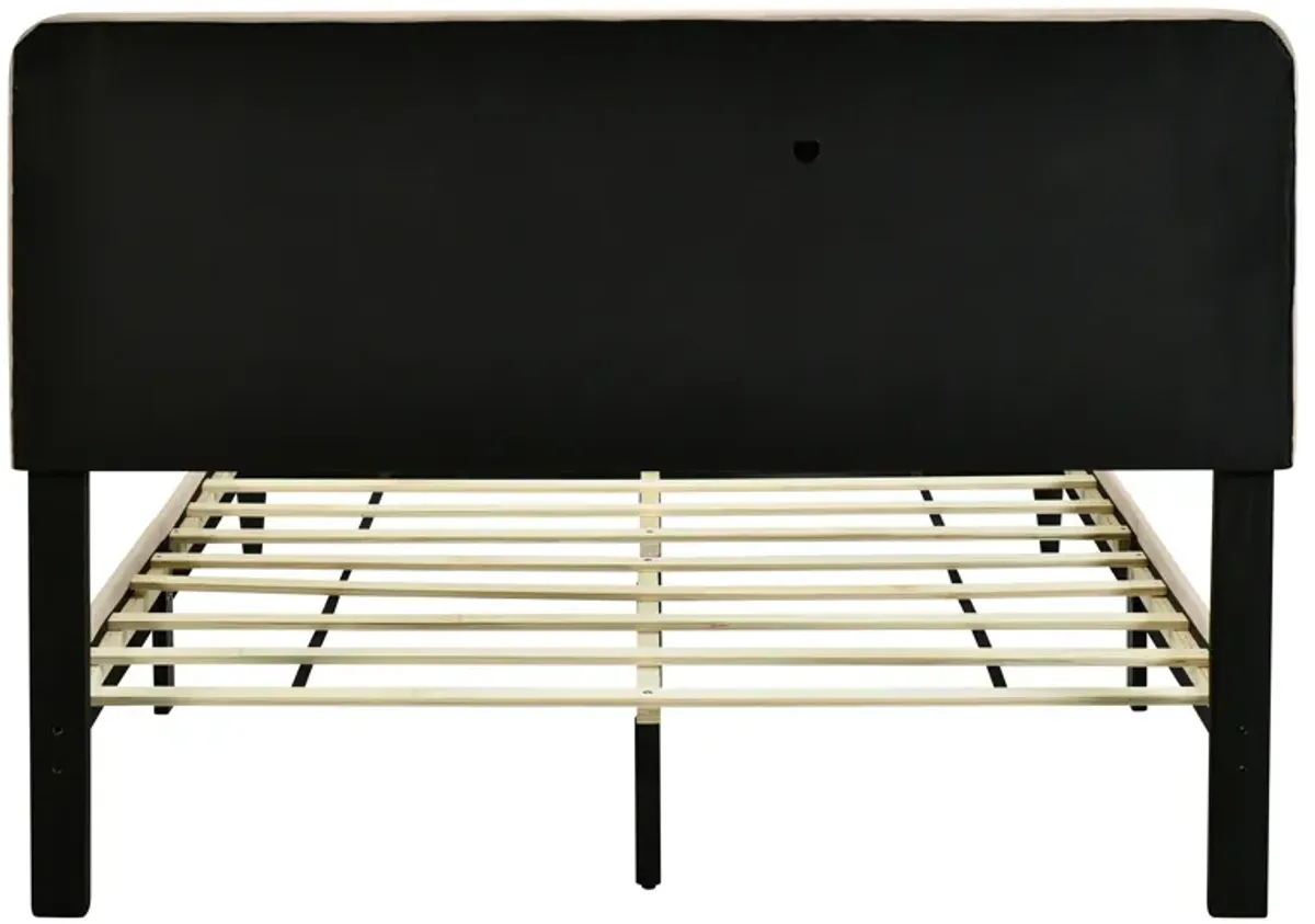 Merax Upholstered Platform Bed with Storage Headboard