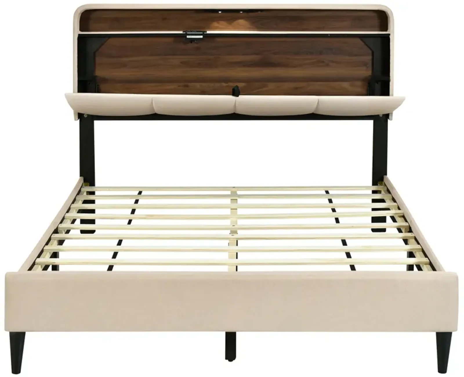 Merax Upholstered Platform Bed with Storage Headboard