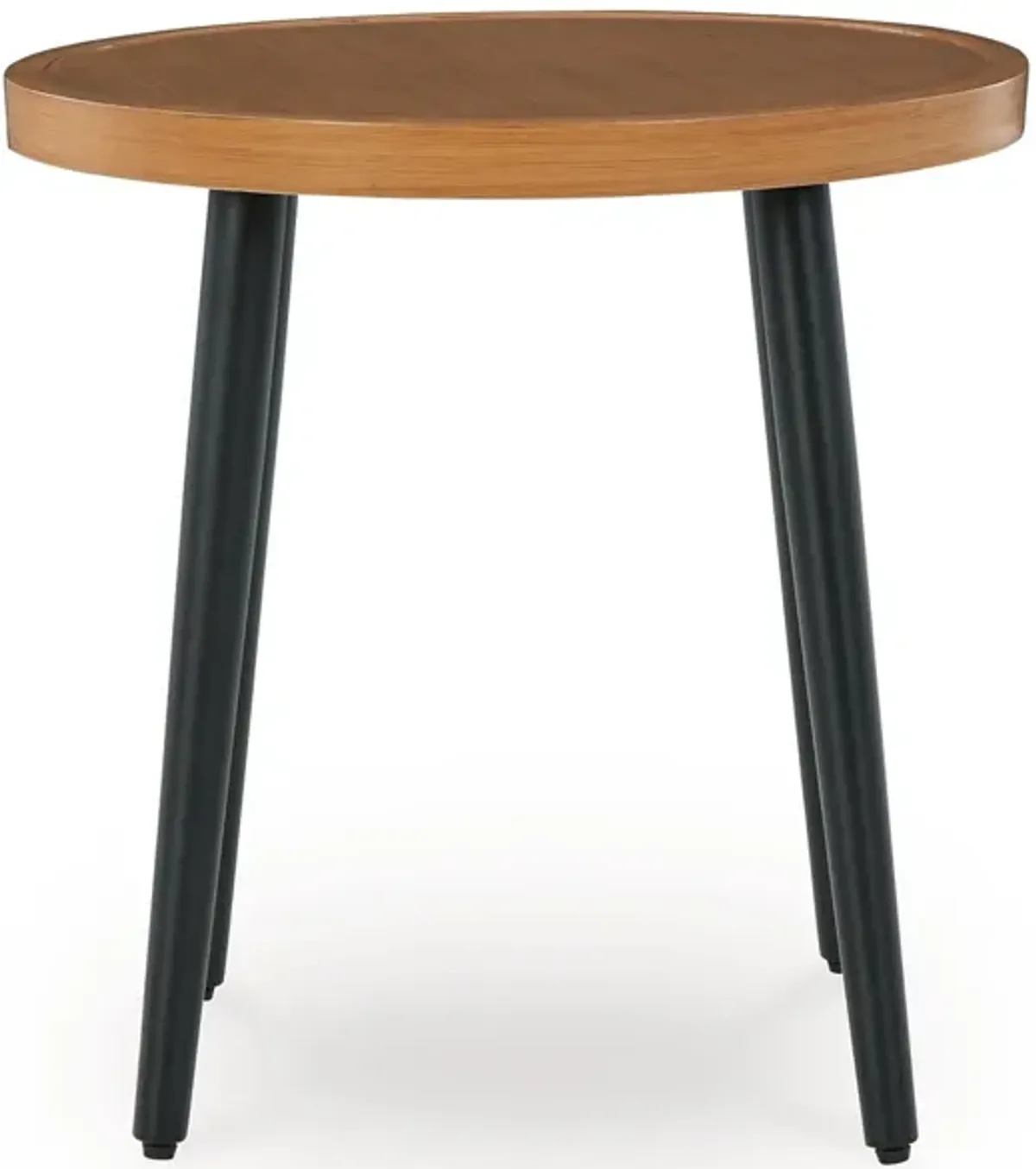 Izon Outdoor Round End Table, Modern Design, 22 Inch Black Brown Metal - Benzara
