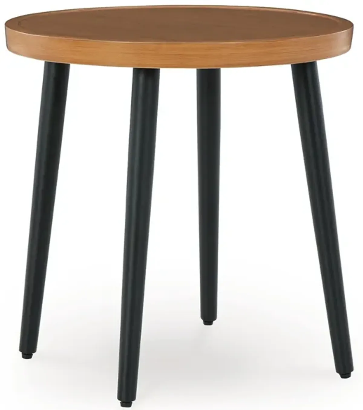 Izon Outdoor Round End Table, Modern Design, 22 Inch Black Brown Metal - Benzara