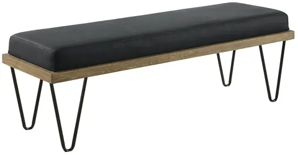 Chad Denim Upholstered Accent Bench Dark Blue
