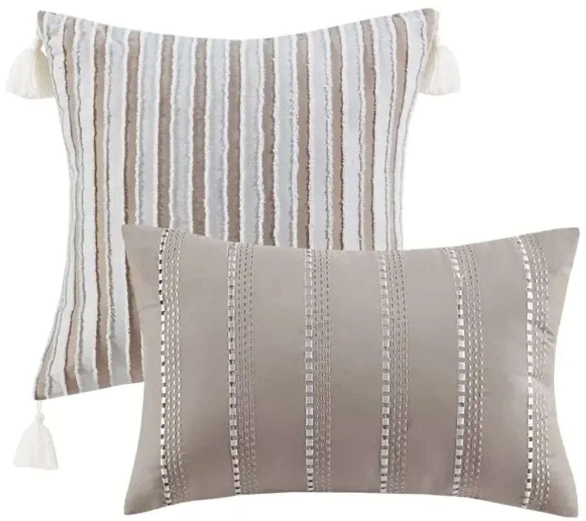 Gracie Mills Marissa Casual Farmhouse 5-Piece Clipped Jacquard Comforter Set with Throw Pillows