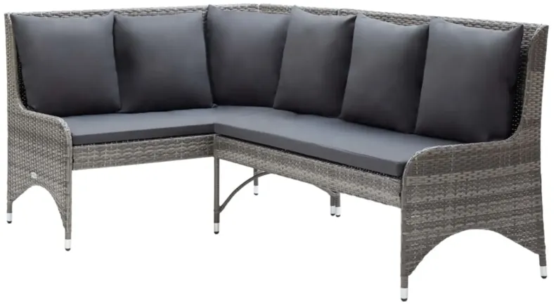 vidaXL Garden Corner Sofas 2 pcs Poly Rattan Gray