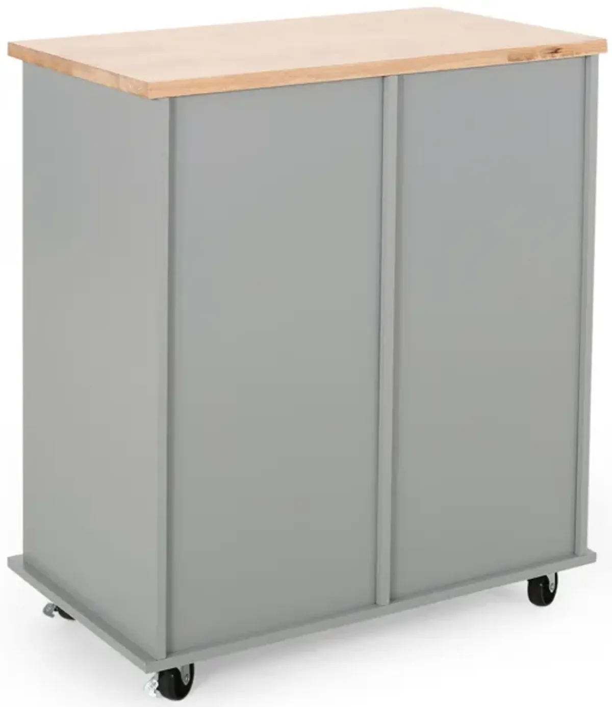 Rolling Kitchen Island Bar Cart, Drawers Shelves, Wheels, Brown, Gray - Benzara