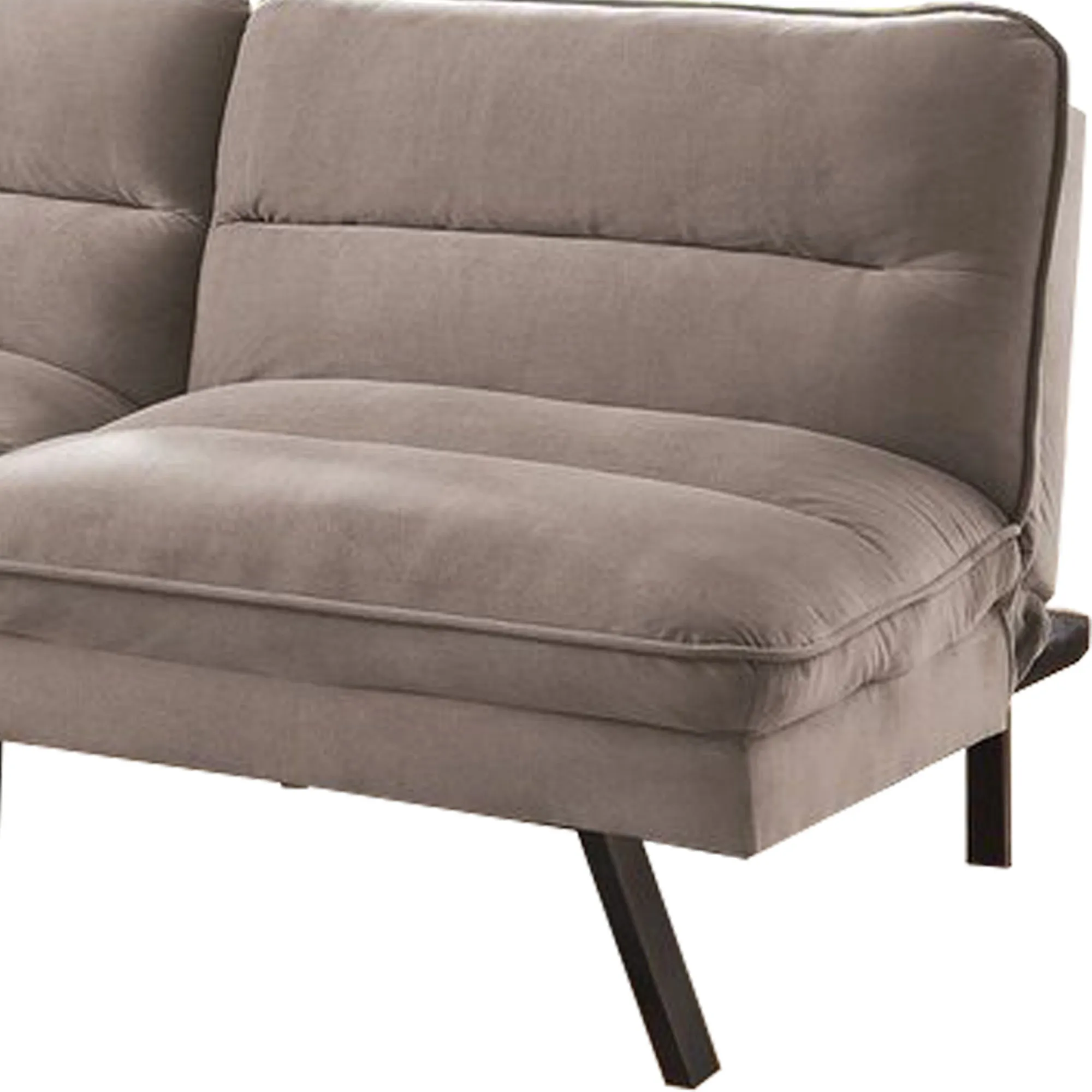 Fabric Futon Sofa with Split Back and Angled Legs, Gray - Benzara