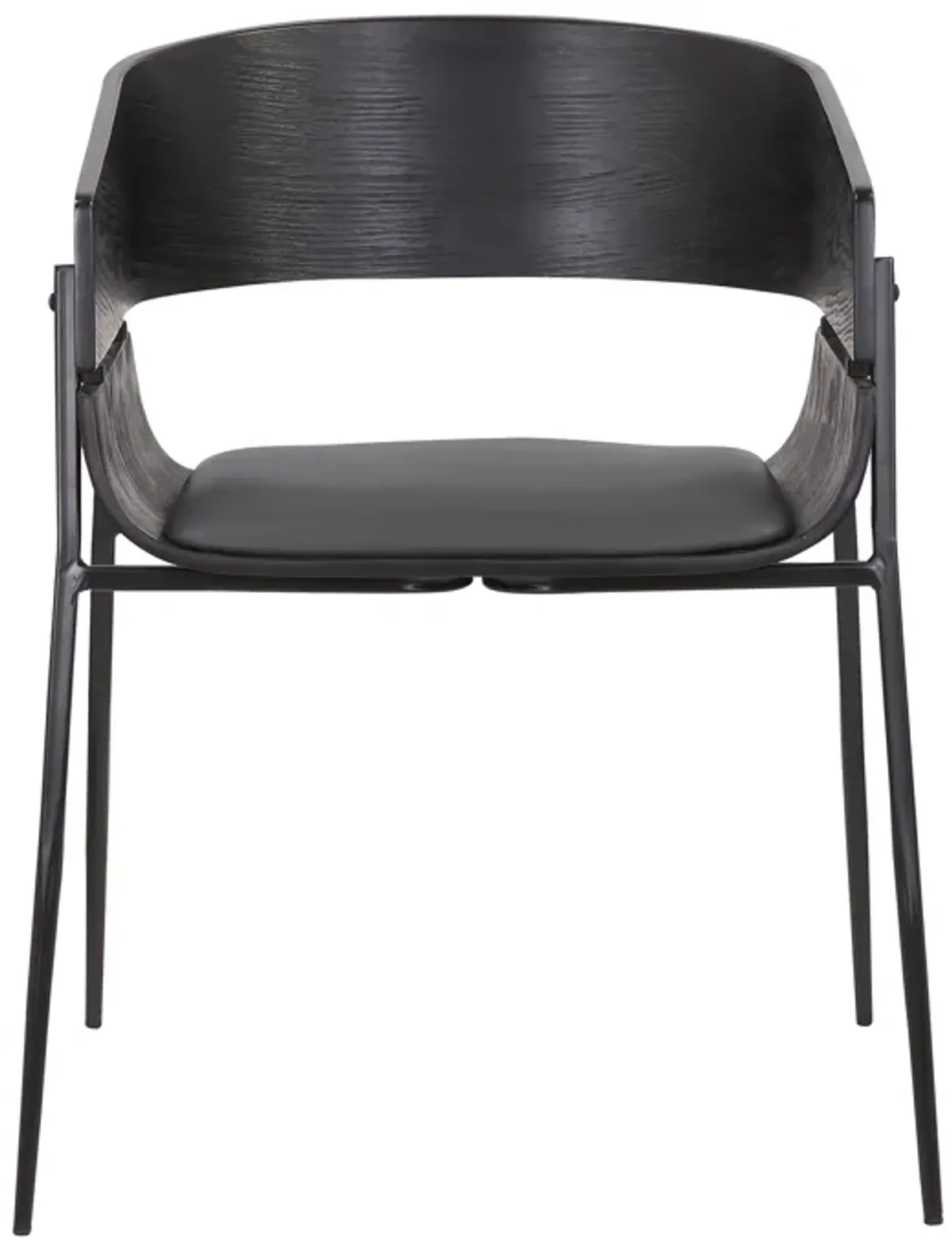 18.5 Inches Round Back Leatherette Dining Chair, Set of 2, Black-Benzara
