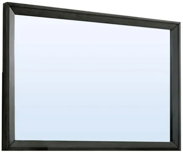 45 Inch Rectangular Wooden Frame Contemporary Mirror, Gray-Benzara