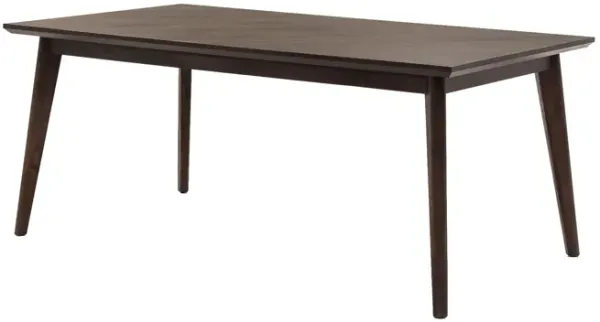 83 Inch Rectangular Mid Century Wooden Dining Table, Brown - Benzara