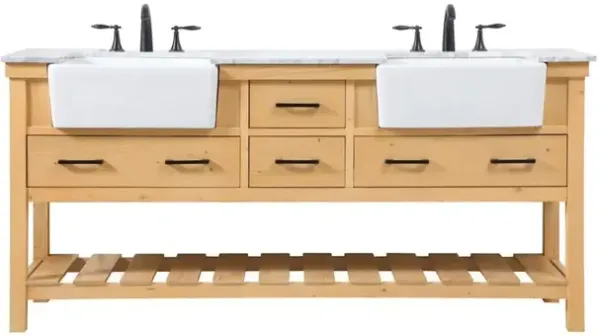 Elegant Kitchen and Bath 72 inch double bathroom vanity in natural wood