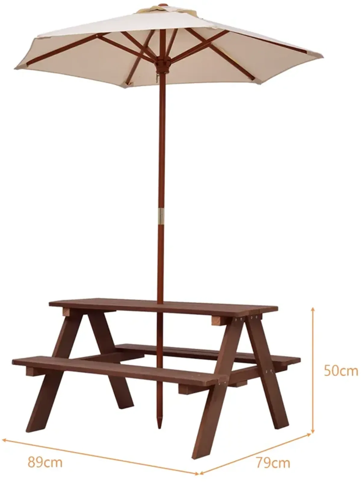 Outdoor 4-Seat Kid's Picnic Table Bench with Umbrella