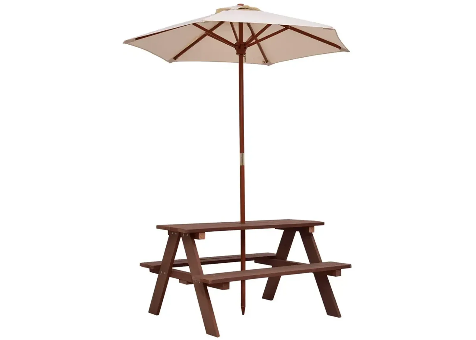 Outdoor 4-Seat Kid's Picnic Table Bench with Umbrella