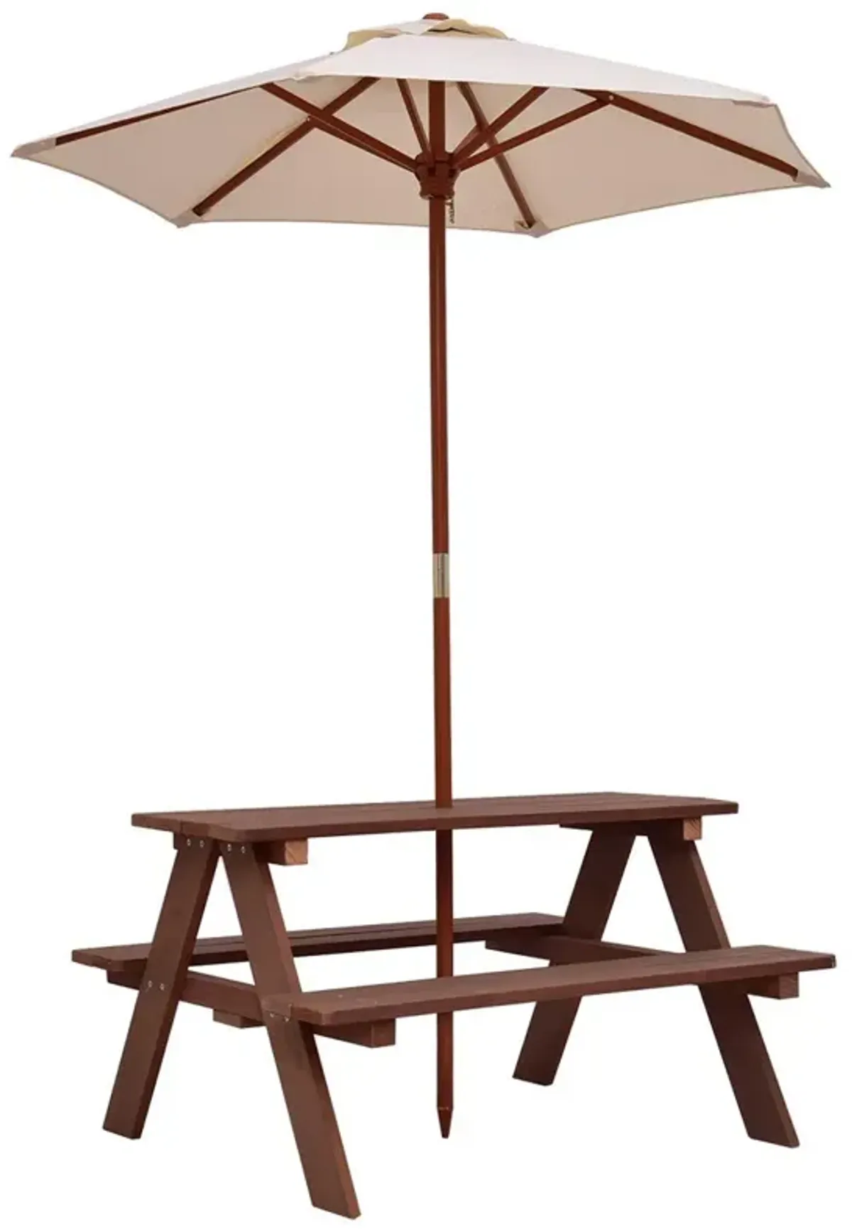 Outdoor 4-Seat Kid's Picnic Table Bench with Umbrella