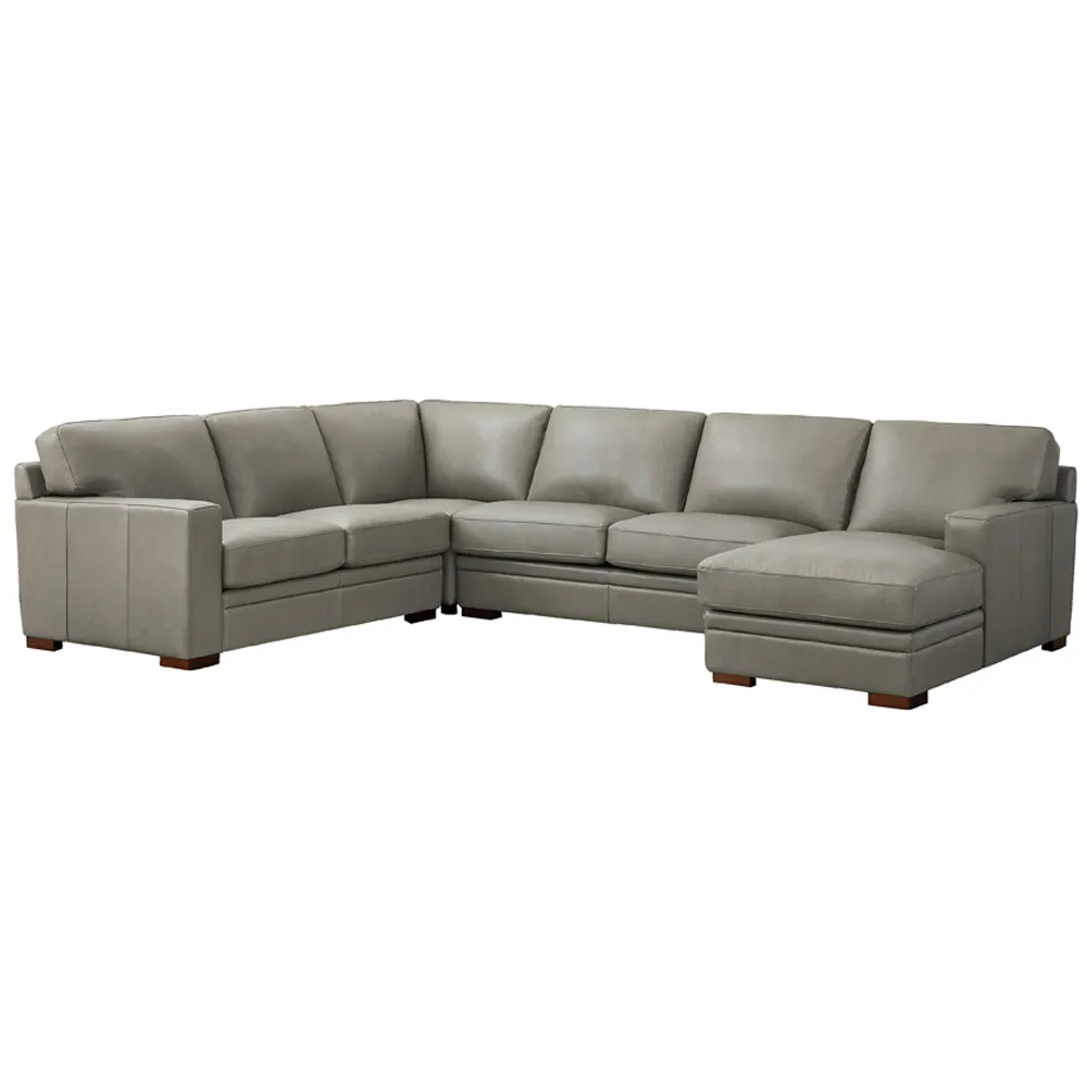 Dillon Top Grain Leather U-Shaped Sectional with Right Chaise