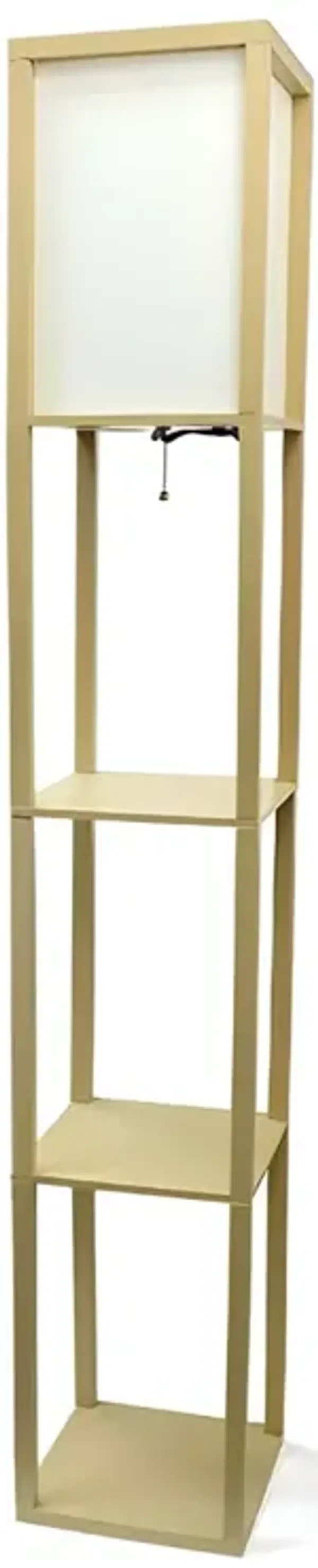 Oriental-Inspired Standing Floor Lamp with Tan Shade for Home Décor