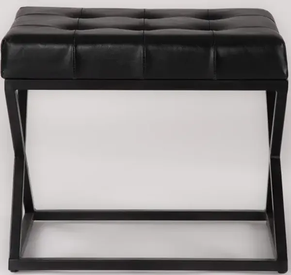 Handmade Eco-Friendly Geometric Buffalo Leather & Iron Black Square Ottomon Stool 21"x18"x16" From BBH Homes