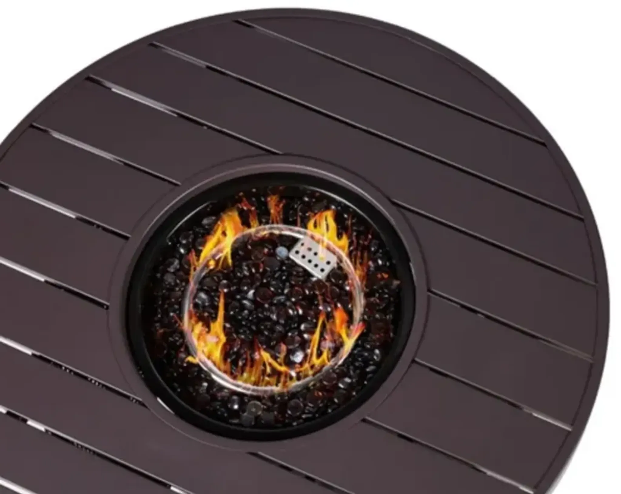 50 000 Btu Wicker Round Lp Gas Fire Pit With Faux Wood Tabletop And ...