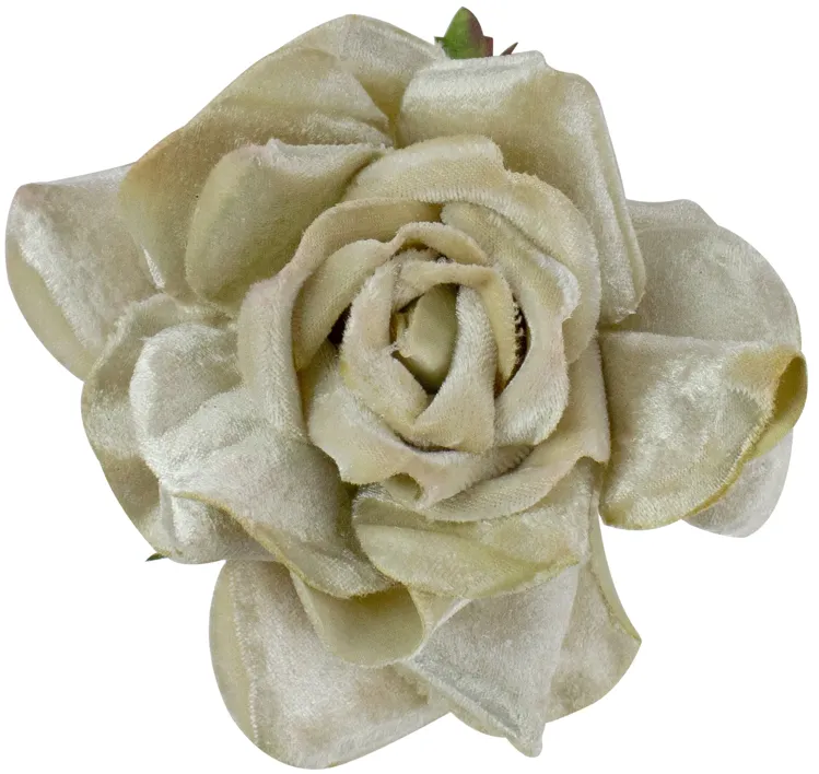 5" Gold Artificial Velvet Rose Clip-On Christmas Ornament