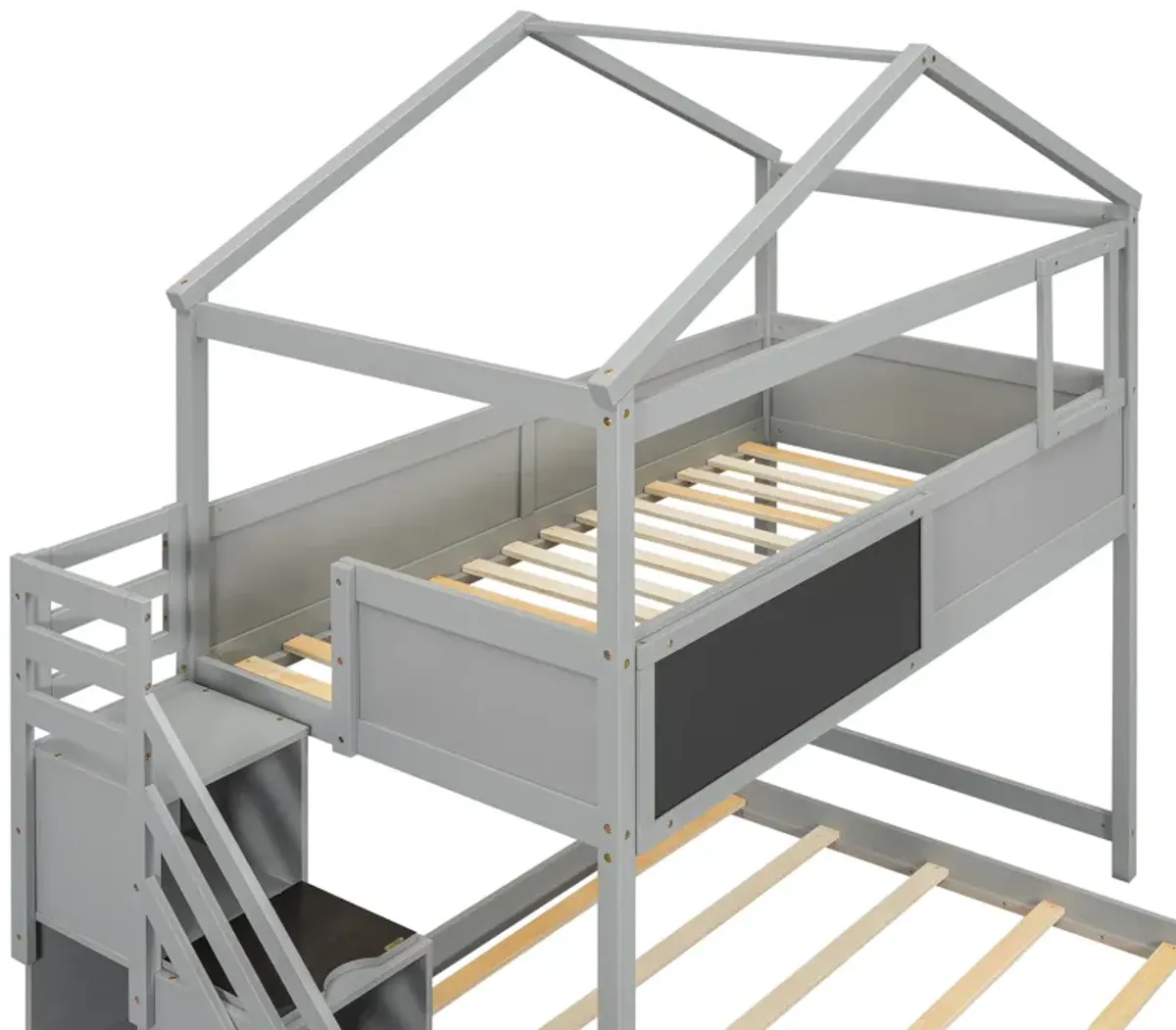 Merax House Bunk Bed with Storage Staircase