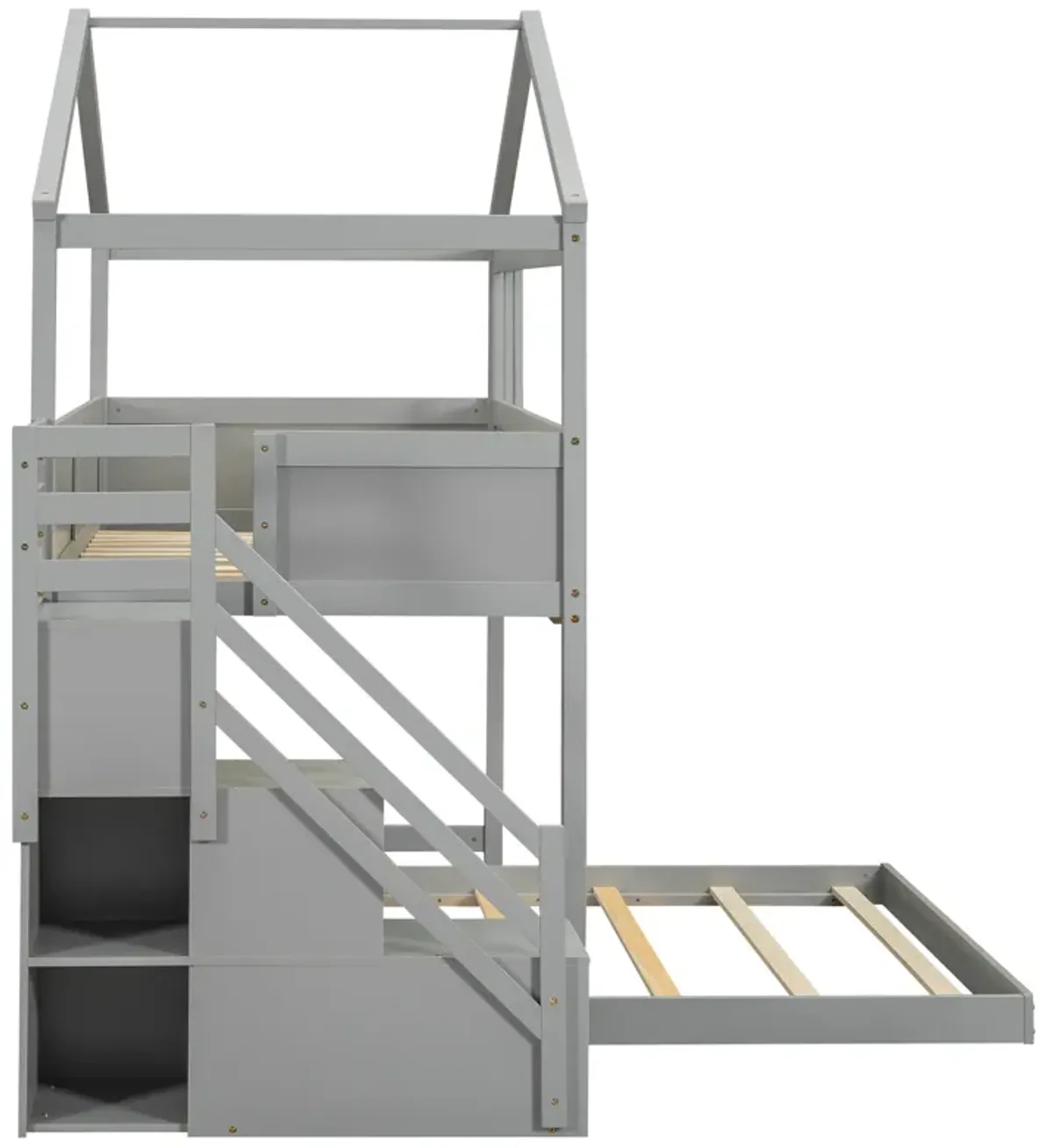 Merax House Bunk Bed with Storage Staircase