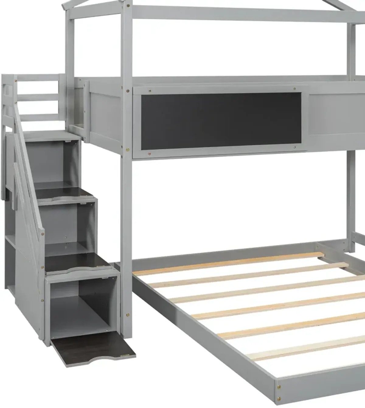 Merax House Bunk Bed with Storage Staircase