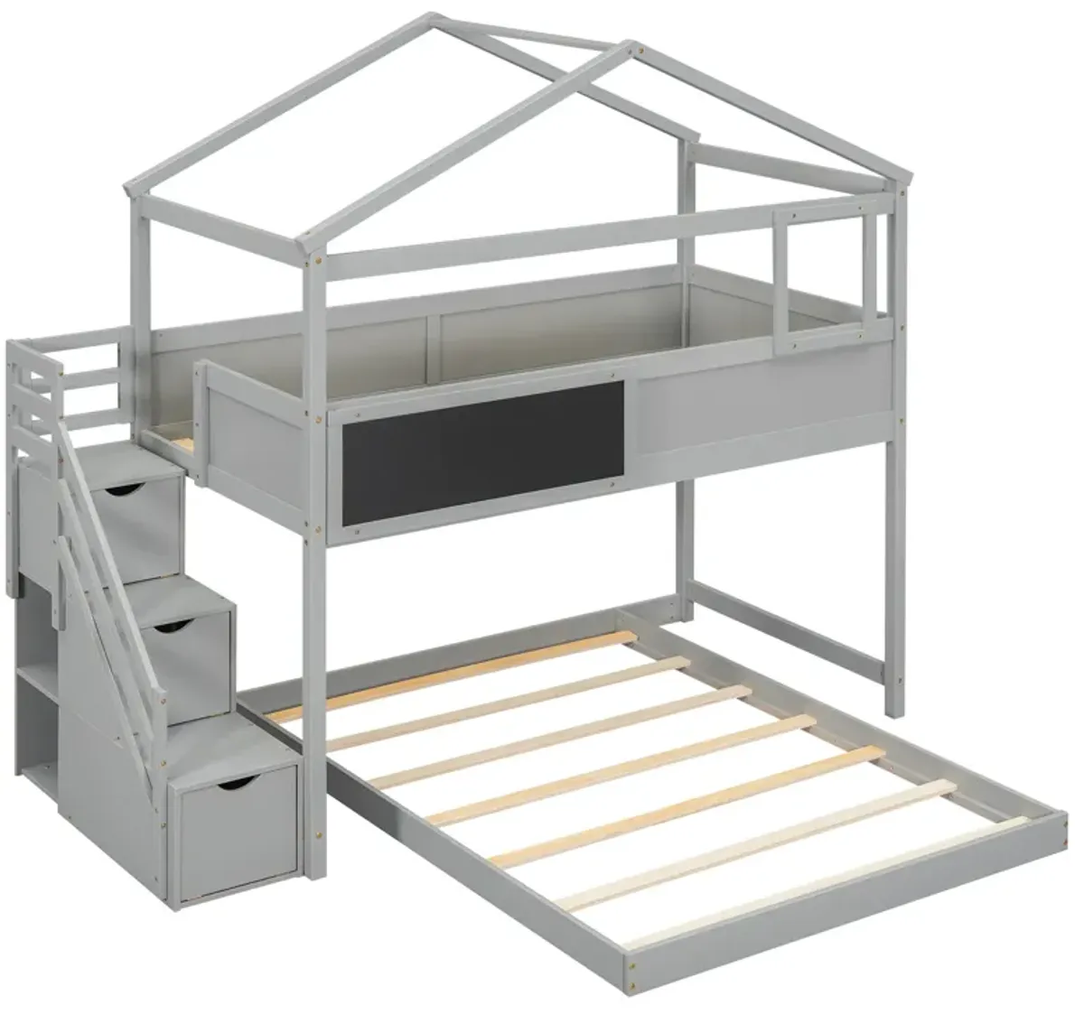 Merax House Bunk Bed with Storage Staircase