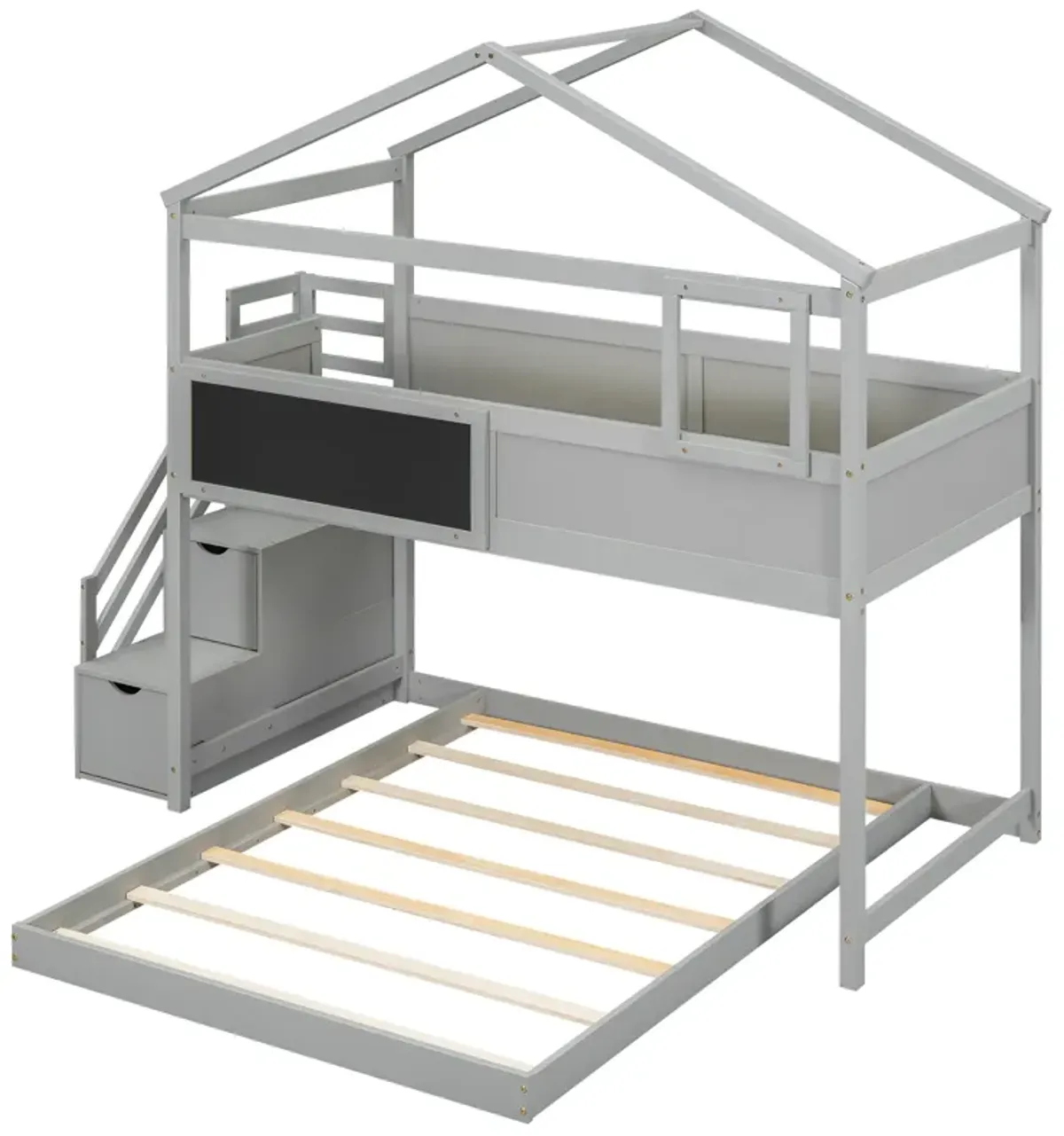 Merax House Bunk Bed with Storage Staircase