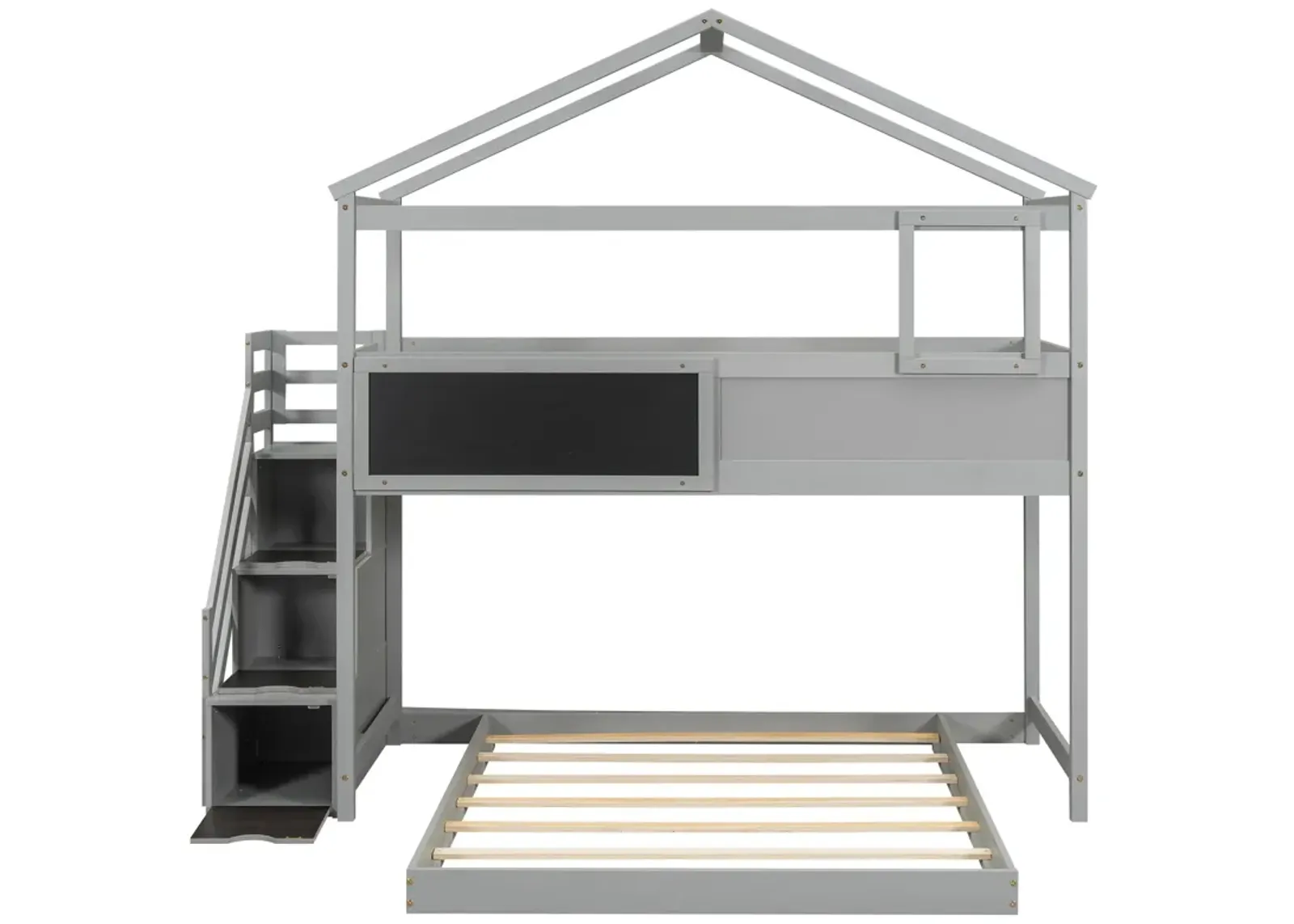 Merax House Bunk Bed with Storage Staircase