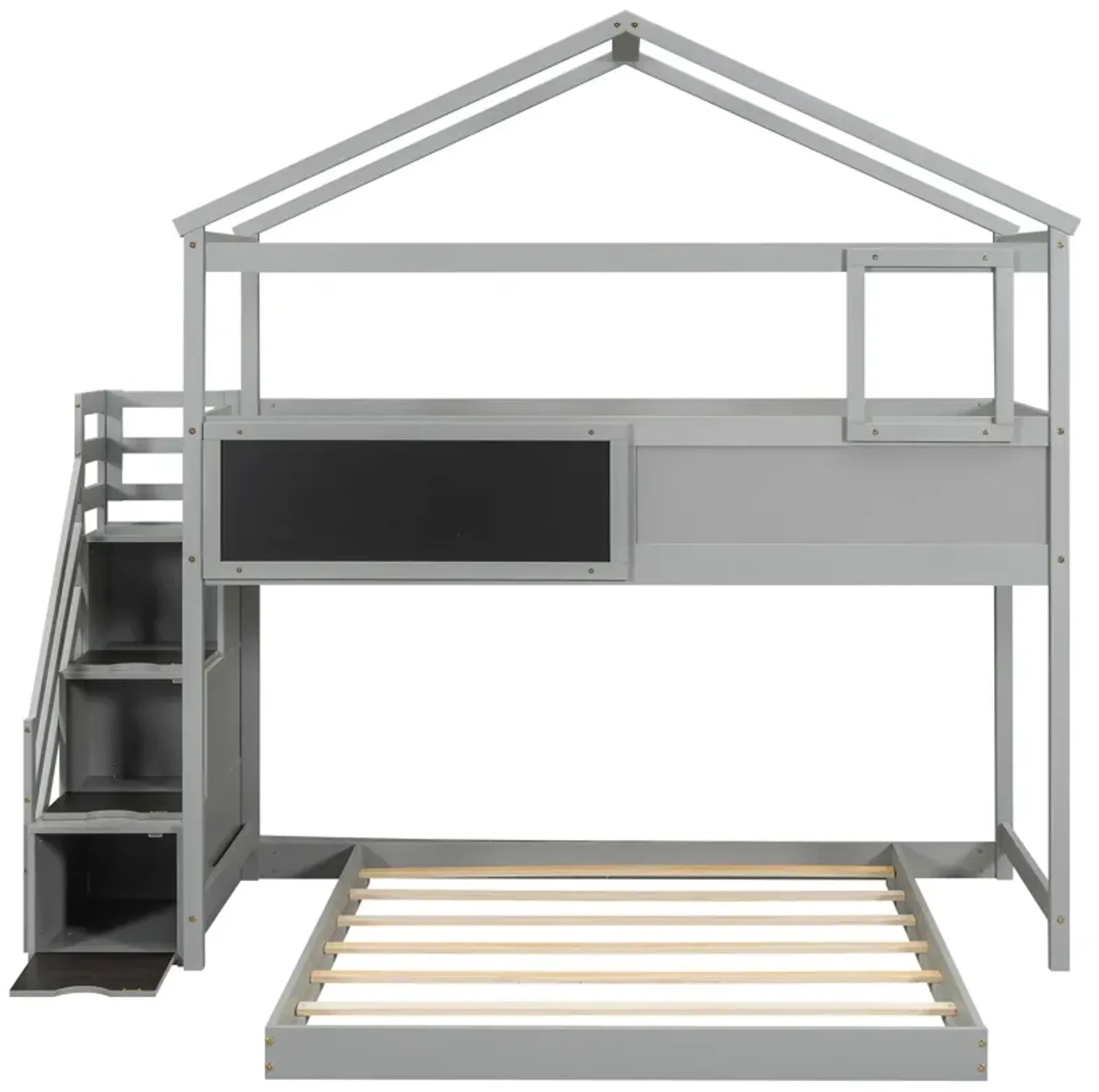 Merax House Bunk Bed with Storage Staircase